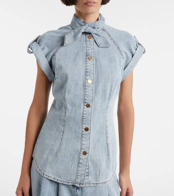 Tie-neck denim shirt | Zimmermann