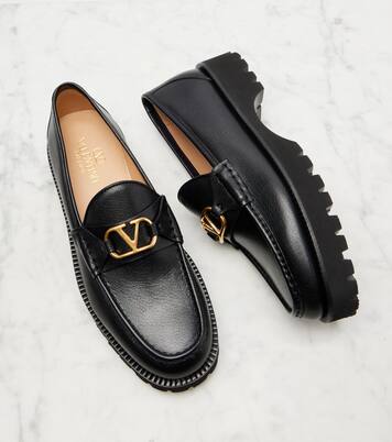 VLogo leather platform loafers | Valentino Garavani