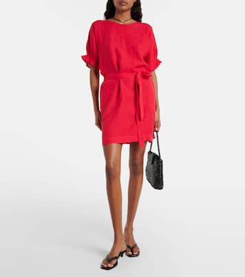 Vivian belted linen minidress | Velvet