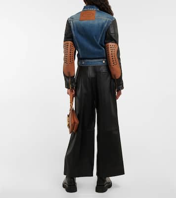 Chaqueta en denim con paneles de piel | Tod's