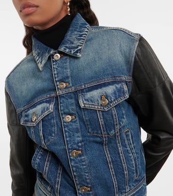 Chaqueta en denim con paneles de piel | Tod's