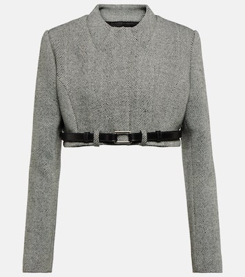 Trompe L’Oeil wool-blend cropped jacket | Coperni