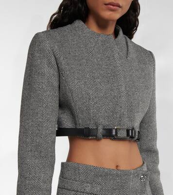 Trompe L’Oeil wool-blend cropped jacket | Coperni