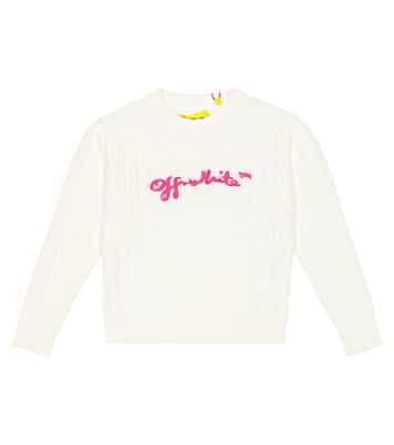 Pull intarsia en coton à logo | Off-White Kids