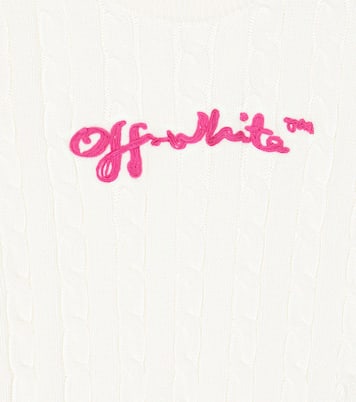 Pull intarsia en coton à logo | Off-White Kids