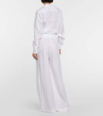 Weite High-Rise-Hose aus Leinen | Loro Piana