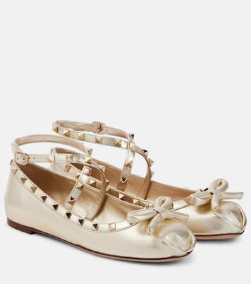Ballerine Rockstud in pelle metallizzata | Valentino Garavani