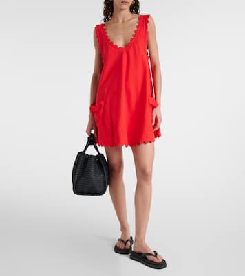 Embroidered scalloped cotton minidress | Juliet Dunn