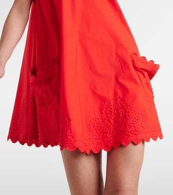 Embroidered scalloped cotton minidress | Juliet Dunn