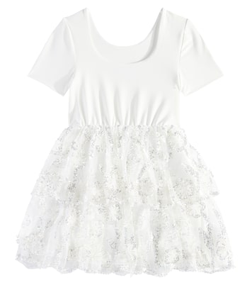 Kleid aus Jersey und Tüll mit Pailletten | Self-Portrait Kids