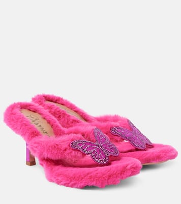 Butterfly 75 faux fur sandals | Blumarine