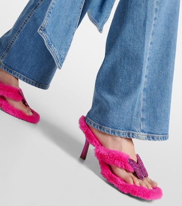 Butterfly 75 faux fur sandals | Blumarine