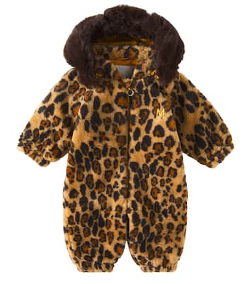 Baby leopard-print faux fur overalls | Mini Rodini