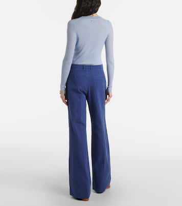 Pantalon évasé à taille mi-haute en coton | Chloé