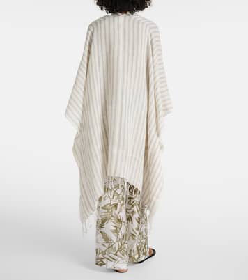 Poncho rayé en lin | Brunello Cucinelli