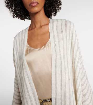 Poncho rayé en lin | Brunello Cucinelli