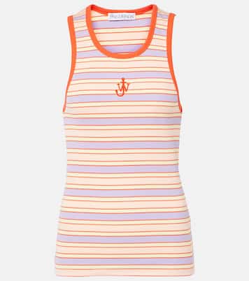 Top in jersey di cotone a righe con logo | JW Anderson