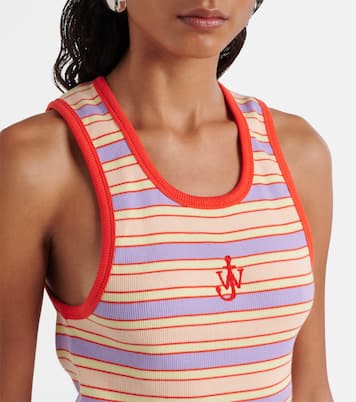 Top in jersey di cotone a righe con logo | JW Anderson