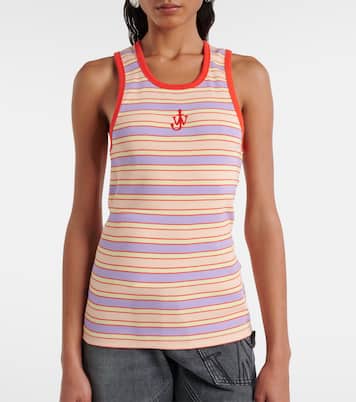 Top in jersey di cotone a righe con logo | JW Anderson