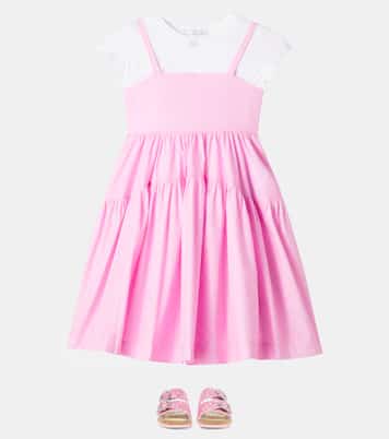 Vestido en popelín de algodón | Monnalisa