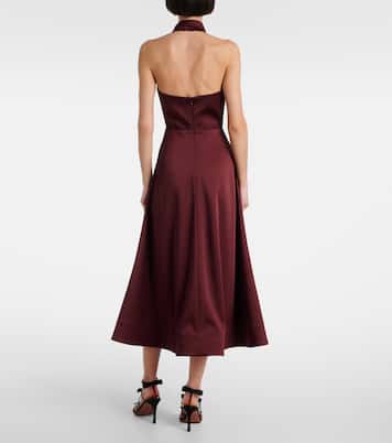 Abito midi Merlot in raso | Rebecca Vallance