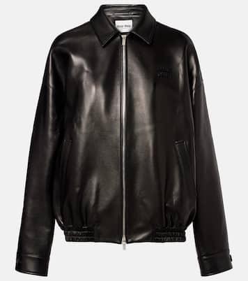 Giacca in pelle con logo | Miu Miu