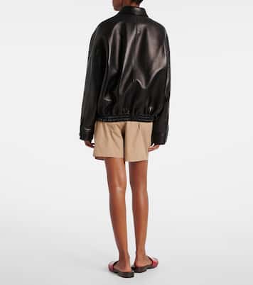 Giacca in pelle con logo | Miu Miu