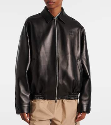 Giacca in pelle con logo | Miu Miu
