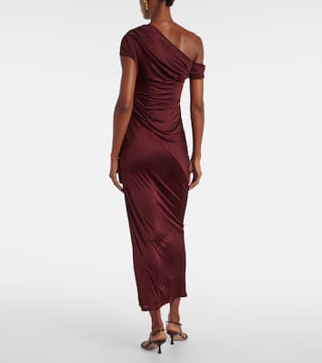 Asymmetric draped jersey maxi dress | Galvan