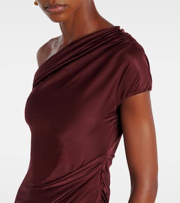 Asymmetric draped jersey maxi dress | Galvan