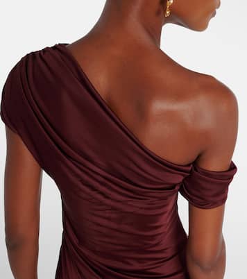 Asymmetric draped jersey maxi dress | Galvan
