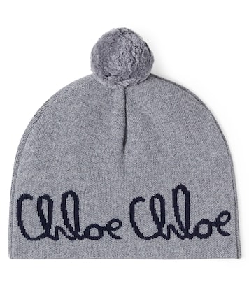 Logo cotton and wool beanie | Chloé Kids