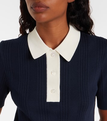 Cotton pointelle polo shirt | Tory Burch