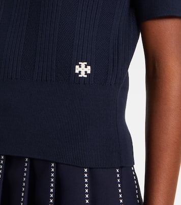 Cotton pointelle polo shirt | Tory Burch
