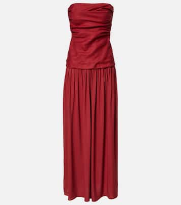 Hedy gathered linen maxi dress | Faithfull