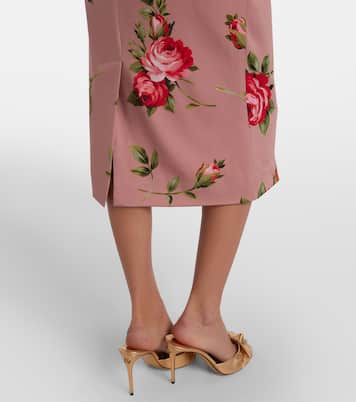 Gonna midi in misto seta con stampa floreale | Dolce&Gabbana