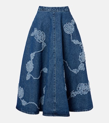 Berty embroidered denim midi skirt | Rotate