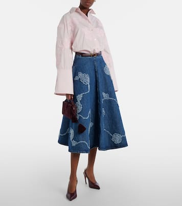 Berty embroidered denim midi skirt | Rotate