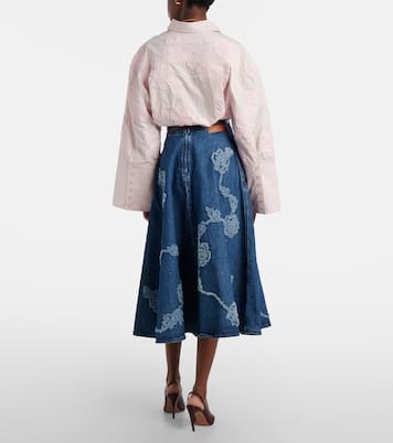 Berty embroidered denim midi skirt | Rotate