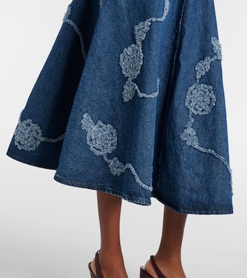Berty embroidered denim midi skirt | Rotate