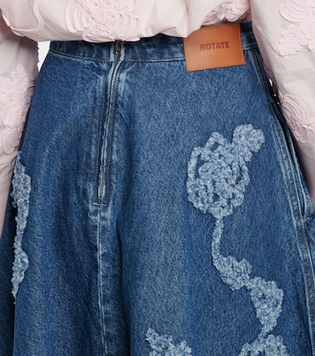 Berty embroidered denim midi skirt | Rotate