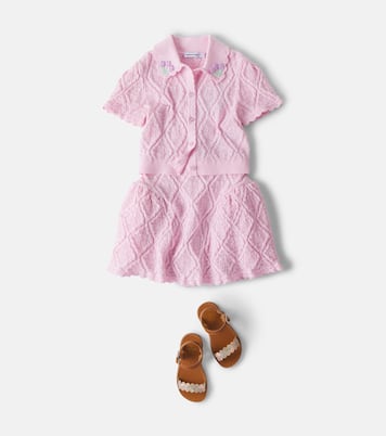 Embroidered pointelle cotton-blend top | Self-Portrait Kids