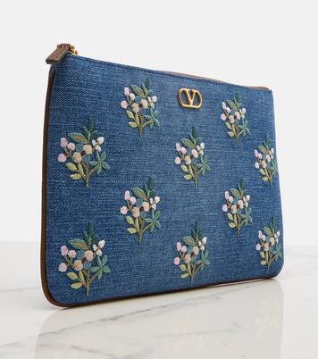 VLogo embroidered denim pouch | Valentino Garavani