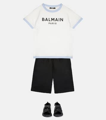 Shorts in tessuto tecnico con logo | Balmain Kids