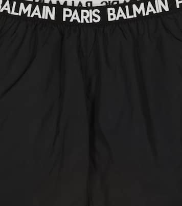 Shorts in tessuto tecnico con logo | Balmain Kids
