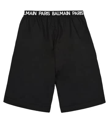 Shorts in tessuto tecnico con logo | Balmain Kids