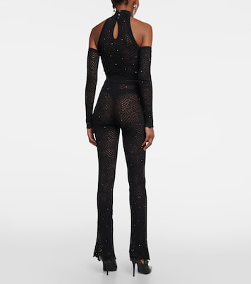Embellished high-rise flared lace pants | Alessandra Rich