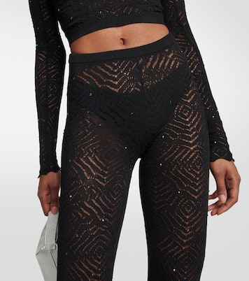 Embellished high-rise flared lace pants | Alessandra Rich
