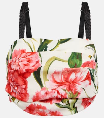 Top cropped in misto seta con stampa | Dolce&Gabbana