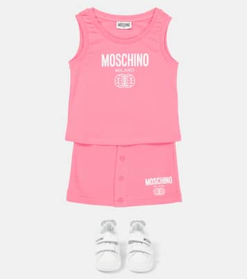 Printed cotton jersey top and skirt set | Moschino Kids